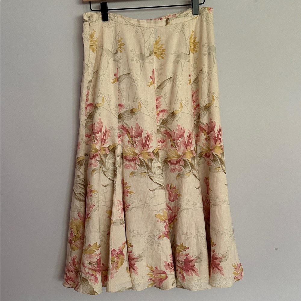 Lauren Ralph Lauren Floral Linen A-Line Midi Skirt - Picture 5 of 9